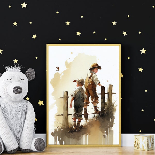 Tom Sawyer druckbare Kinderzimmer Dekor wunderliche Fantasy Malerei digitaler Download für Kinderzimmer.Sofortiger Download und Druck