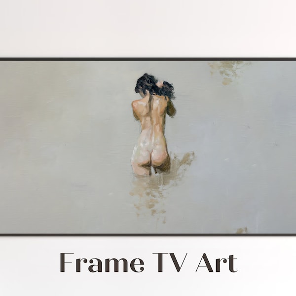 Samsung Frame TV Art 4K | Vintage Nude Painting - Woman In The River | Instant Download | Art for Frame TV 4K