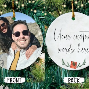 Custom photo ornament both sides, Christmas photo ornament, personalized Christmas ornament front and back, tree decoration picture