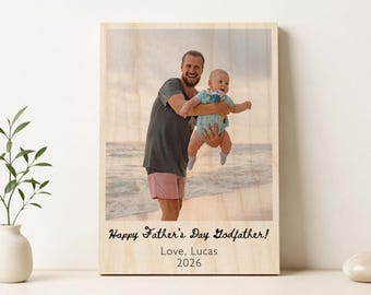 Personalized Godfather Photo Plaque, Custom Father’s Day Gift for Godfather from Godchild