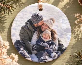 Custom photo ornament both sides, Christmas photo ornament, personalized Christmas ornament front and back, tree decoration picture