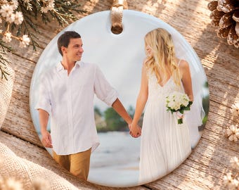Custom photo ornament double sides, Christmas photo ornament, personalized Christmas ornament front and back image, tree decoration picture