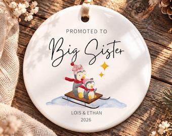 Personalized Big Sister Ceramic Ornament, Promote to Sister Christmas Gift