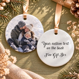 Custom photo ornament both sides, Christmas photo ornament, personalized Christmas ornament front and back, tree decoration picture