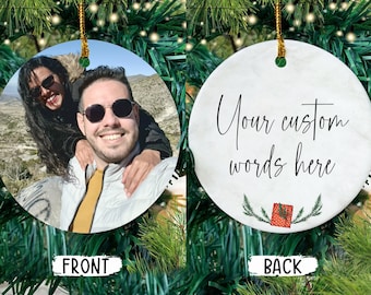 Custom photo ornament both sides, Christmas photo ornament, personalized Christmas ornament front and back, tree decoration picture
