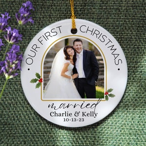 Married Photo Ornament, Married Christmas Ornament, First Christmas Married Picture Ornament, Custom Christmas Married. Wedding Photo Gifts