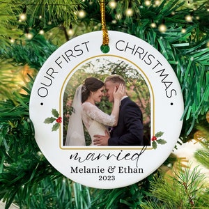 Married Photo Ornament. Custom Married Christmas Ornament, First Christmas Married Picture Ornament, Custom Christmas Married. Wedding Gifts