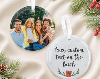 Personalized Ceramic Christmas Ornament, Custom Photo & Text, Tree Decoration