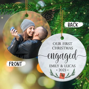 First Christmas Engaged photo ornament, Christmas photo ornament, Personalized Christmas Engagement Photo Ornament, Engagement Ornament