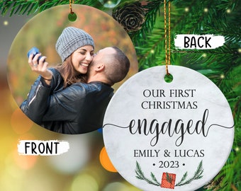 First Christmas Engaged photo ornament, Christmas photo ornament, Personalized Christmas Engagement Photo Ornament, Engagement Ornament