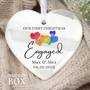 Engaged Gay Ornament, Gay engagement Ornament, Lesbian First Christmas Engaged, Christmas Ornament LGBT. Gay Couple Engaged Ornament