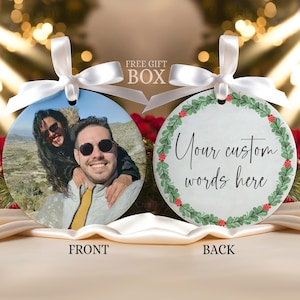 Custom photo ornament both sides, Christmas photo ornament, personalized Christmas ornament front and back, tree decoration picture