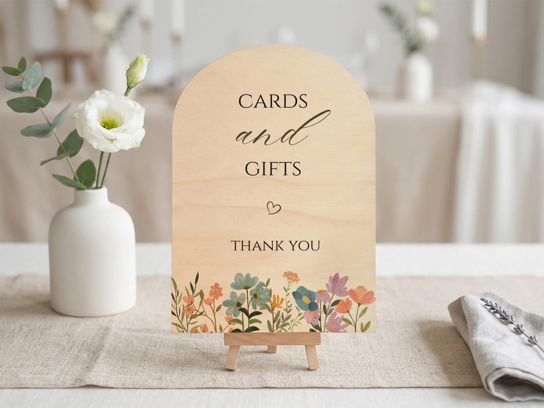 Cards and Gifts Wedding Sign, Floral Reception Table Decor for Gift ...
