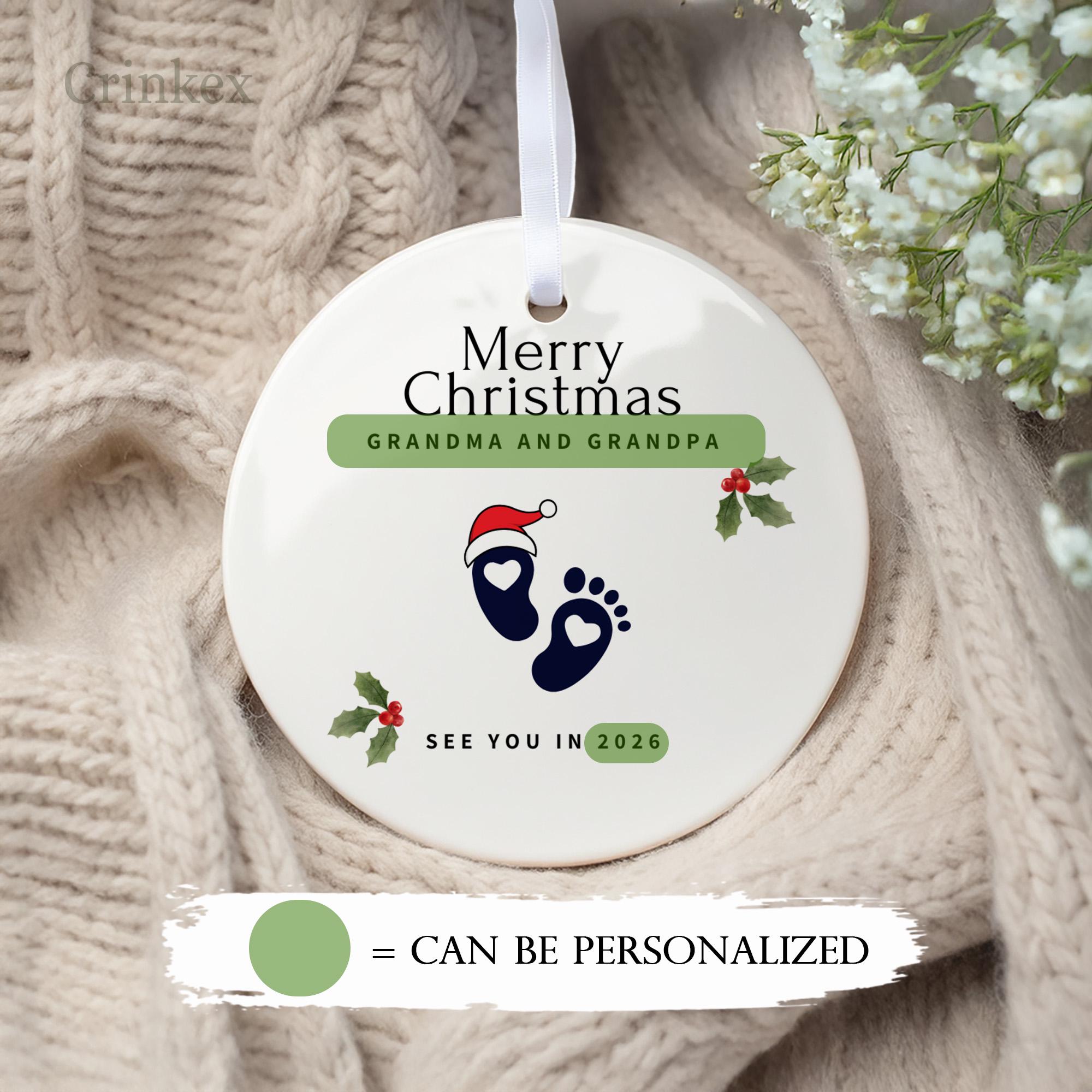Personalized Baby Coming Christmas Ornament - Custom Pregnancy Announcement Gift For Grandparents