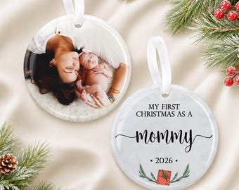 Personalized First Christmas as a Mommy Ornament: Custom Photo, Ceramic Keepsake