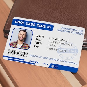 Personalized Dads Club ID Card: Custom Plastic Wallet Insert