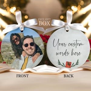 Custom photo ornament both sides, Christmas photo ornament, personalized Christmas ornament front and back, tree decoration picture