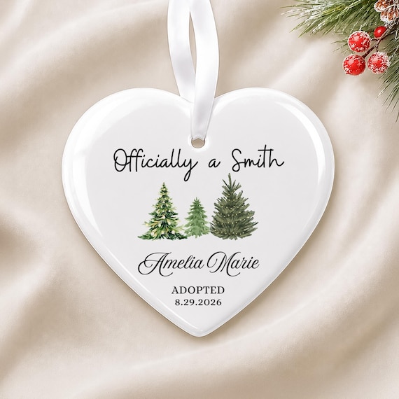 Personalized Adoption Ornament, New Parents Adoption Ceramic Gift