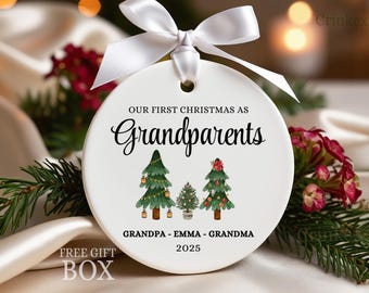 First Christmas as Grandparents Ornament, Personalized Ceramic Ornament