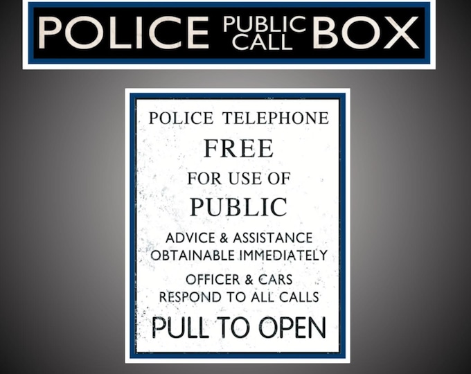 Doctor Who Set of 2 TARDIS Police Box Stickers, Laptop Decals ...