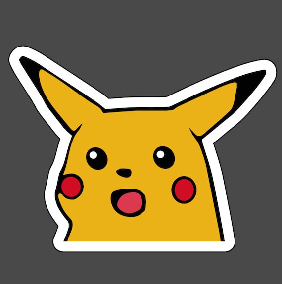 Surprised Pikachu Meme Vinyl Sticker Meme Water Bottle, Laptop, Phone,  Hydro Water Resistant Fun