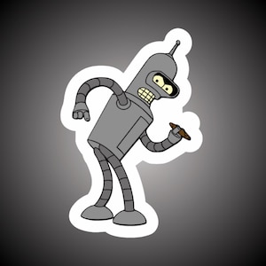 Futurama Bender Bite My Shiny Metal Sticker Vinyl, Gift  Laptop Skateboard Stickers Computer Phone
