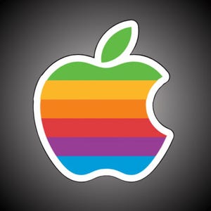 Pegatina de vinilo con el logotipo de APPLE 1977 RETRO RAINBOW, codificador, desarrollador, pegatinas para portátil, patineta, estética, computadora y teléfono.
