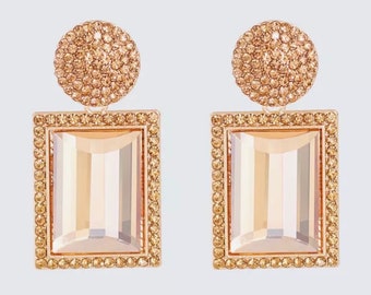 Crystal geometric earrings