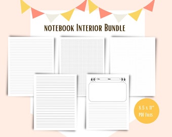 Digital Paper |  Notebook interior| Lined Paper Bundle
