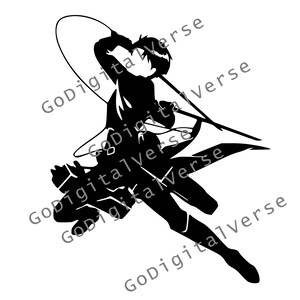 May include: Black and white silhouette of a person holding a weapon, with a cape flowing behind them.
