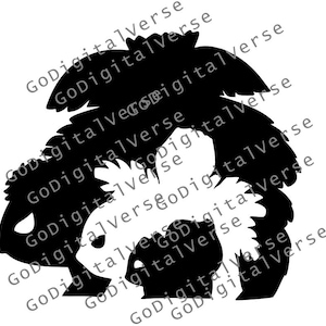 Puede incluir: Diseño gráfico en blanco y negro de dos peces al estilo yin-yang. Los peces están estilizados con aletas y escamas detalladas. La imagen tiene el texto "GoDigitalVerse" repetido diagonalmente.