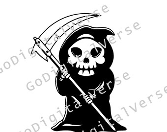 Grim Reaper - Instant Digital Download, SVG, PNG, and PDF Cricut, Halloween, Cute, Spooky