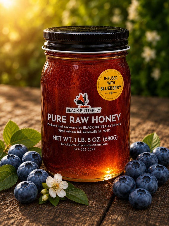 Wildflower Honey Infused with Blueberry, from South Carolina (1 lb. 8 oz.)