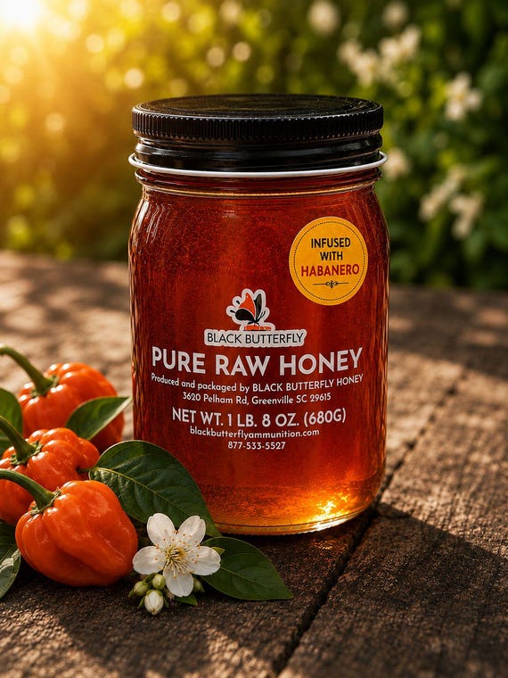Hot Wildflower Honey Infused with Habanero, from South Carolina (1 lb. 8 oz.)