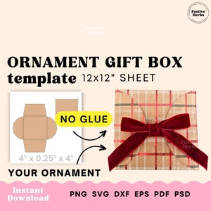 Ornament Box Template, Ornament Box SVG, No glue ornament box, Christmas Ornament Gift Box printable, Ornament packaging template