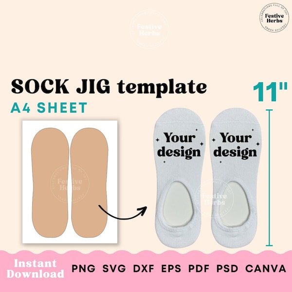 Sock jig template, Sock jig sublimation, Ankle sock insert template, Ankle sock template SVG,  No show sock template for sublimation dxf