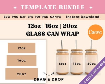 Glass can wrap template, Beer can template for sublimation, Can glass wrap SVG, Libby glass template, Libby glass SVG, Tumbler wrap template
