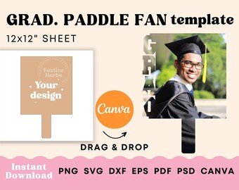 Personalized Graduation Paddle Fan Template SVG: Custom Grad Centerpiece (Digital Download)