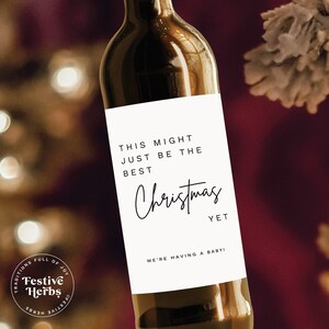 Pregnancy announcement christmas, Wine label custom, Pregnancy wine label, Pregnancy announcement wine label, Digital download, New baby