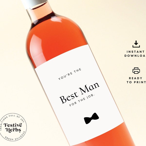 Best man proposal, Best man wine label, Custom wine label, Best man gift, Best man gift box, Best man proposal box, wine label printable