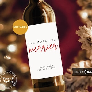 Wine label pregnancy announcement PDF, Custom wine label, Wine label baby, Pregnancy wine label, Christmas gift, Wine labels printable