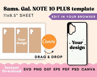 Modèle de coque de téléphone à sublimation Samsung Note 10 Plus (téléchargement numérique)