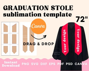 72inch Graduation Stole Template, Stole Template SVG, Canva, Sublimation template Graduation Stole, Graduation template, Grad stole template