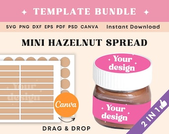 Mini Hazelnut Spread 25g, Mini hazelnut label template, Blank Label Template Canva, Party Favor Jar Label, Chocolate bar wrapper template