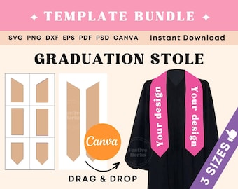 Graduation Stole Template for Sublimation, Stole Template SVG Png, Canva, Stole sublimation template, Graduation template bundle, Grad stole