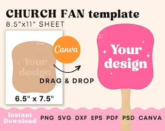 Church Fan Template: DIY Paddle Fan SVG, Canva, Wedding, Graduation (Digital Download)