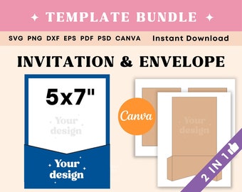Single Pocket Invitation template, 5x7 inch Pocket Wedding invitation template, Pocket envelope template, SVG Invitation holder on one side