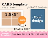 Card template, 3.5x5 inch Invitation card SVG digital download, Thank you card template printable, Postcard template Canva Instant download