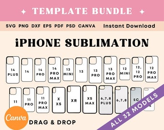 Phone case template for sublimation, Iphone template Bundle, Iphone Sublimation template, Iphone 14 ProMax SVG, iPhone case sublimation Pack