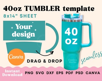 40oz Tumbler Template, Sublimation tumbler template, 40oz Tumbler Wrap Template, Sublimation template 40oz tumbler Canva template